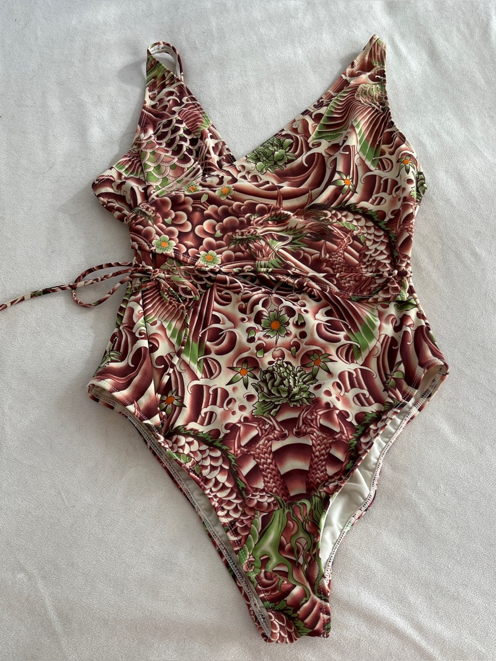 vintage y2k jean paul gaultier target koi fish wrap one piece swimsuit rare XL
